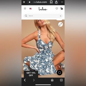 Lulu's Blue and White Backless Dress